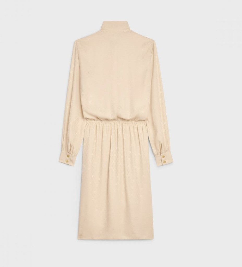 Celine o1bcso1str0924 Lavallière Dress In Shiny Matte Silk in Creme Size XS / US 0-2 / IT 36-38 - 2 Thumbnail