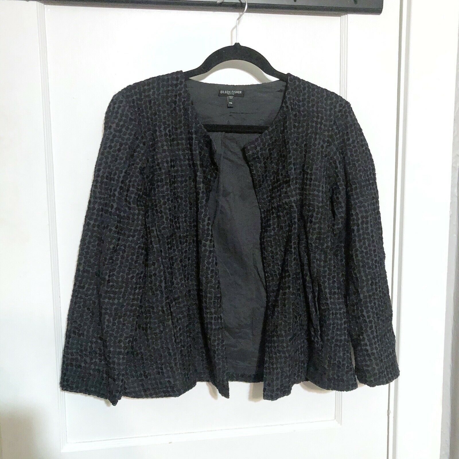 Eileen Fisher Eileen Fisher Petite Black Gray Embroidered Jacket Sz PM Size M / US 6-8 / IT 42-44 - 3 Thumbnail