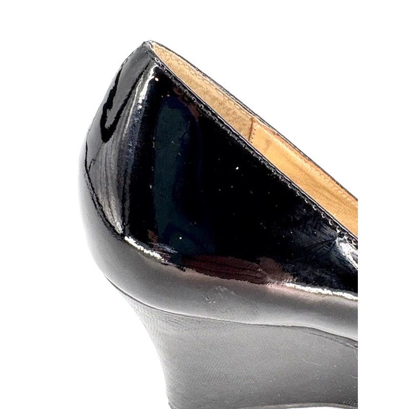 Lilly Pulitzer Lilly Pulitzer Patent Leather Peep Toe 3” Wedges in Black Size US 7.5 / IT 37.5 - 8 Thumbnail