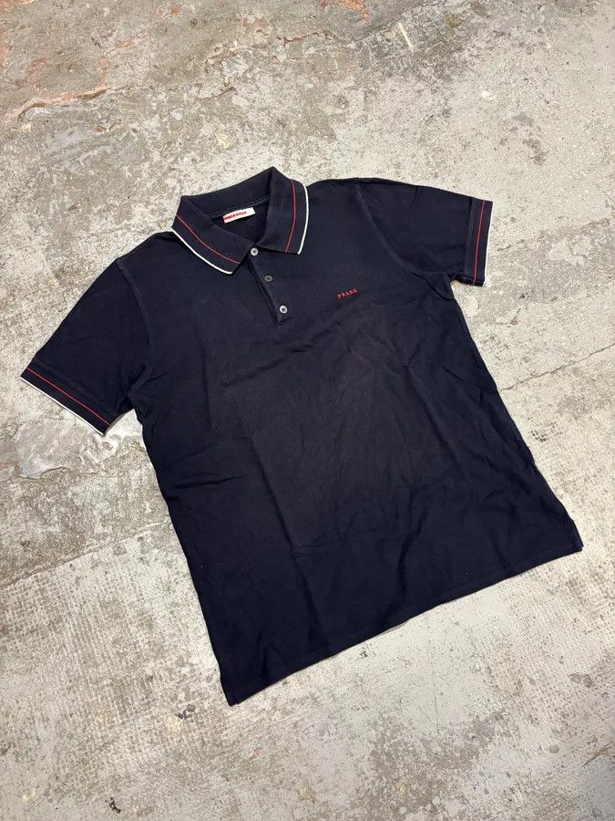 Prada 2000s Prada Navy Lined Polo Shirt Size US M / EU 48-50 / 2 - 4 Thumbnail