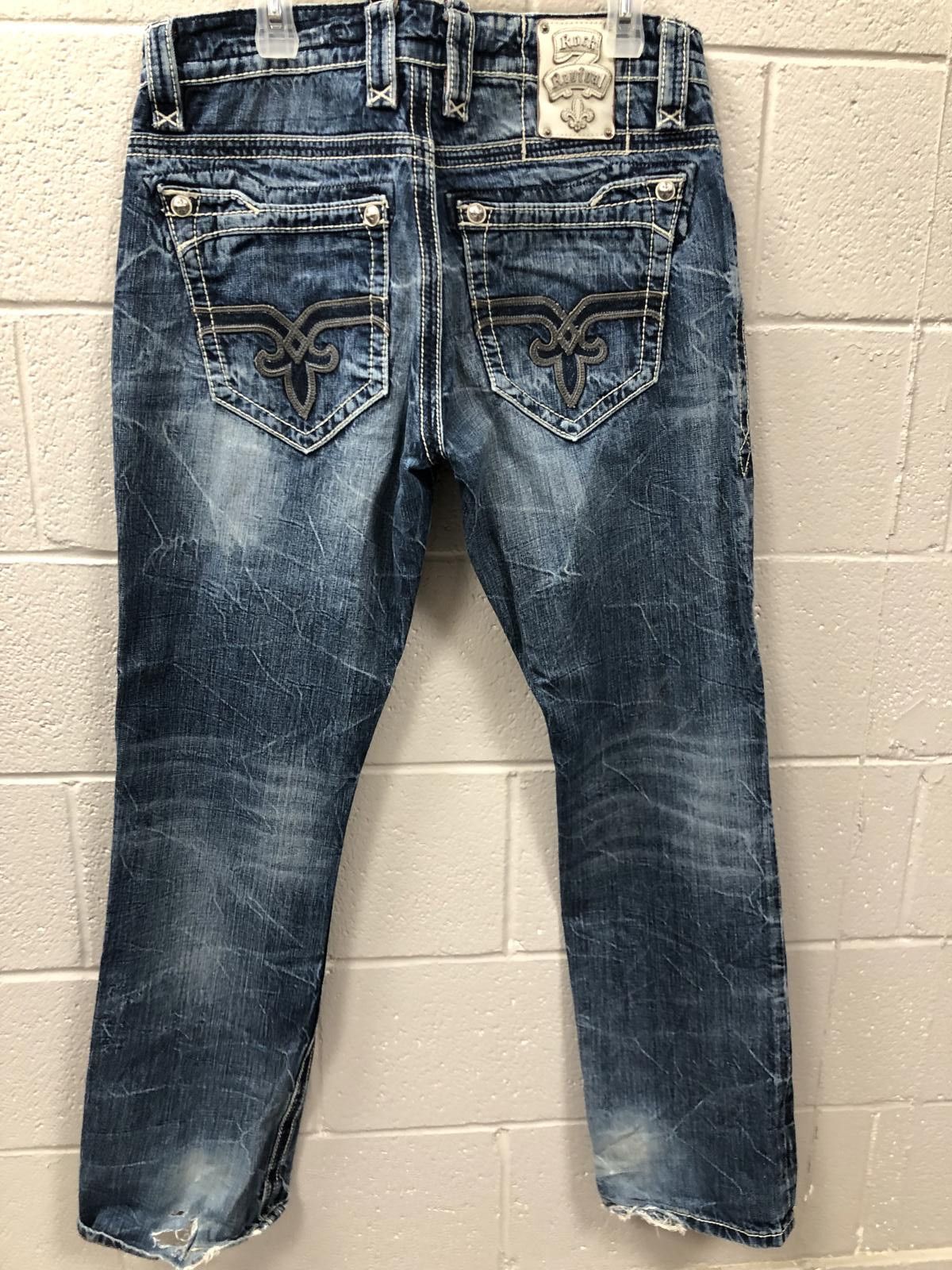 Rock Revival Rock Revival Distressed Jeans - Trendy Casual Style Size 33" - 5 Thumbnail