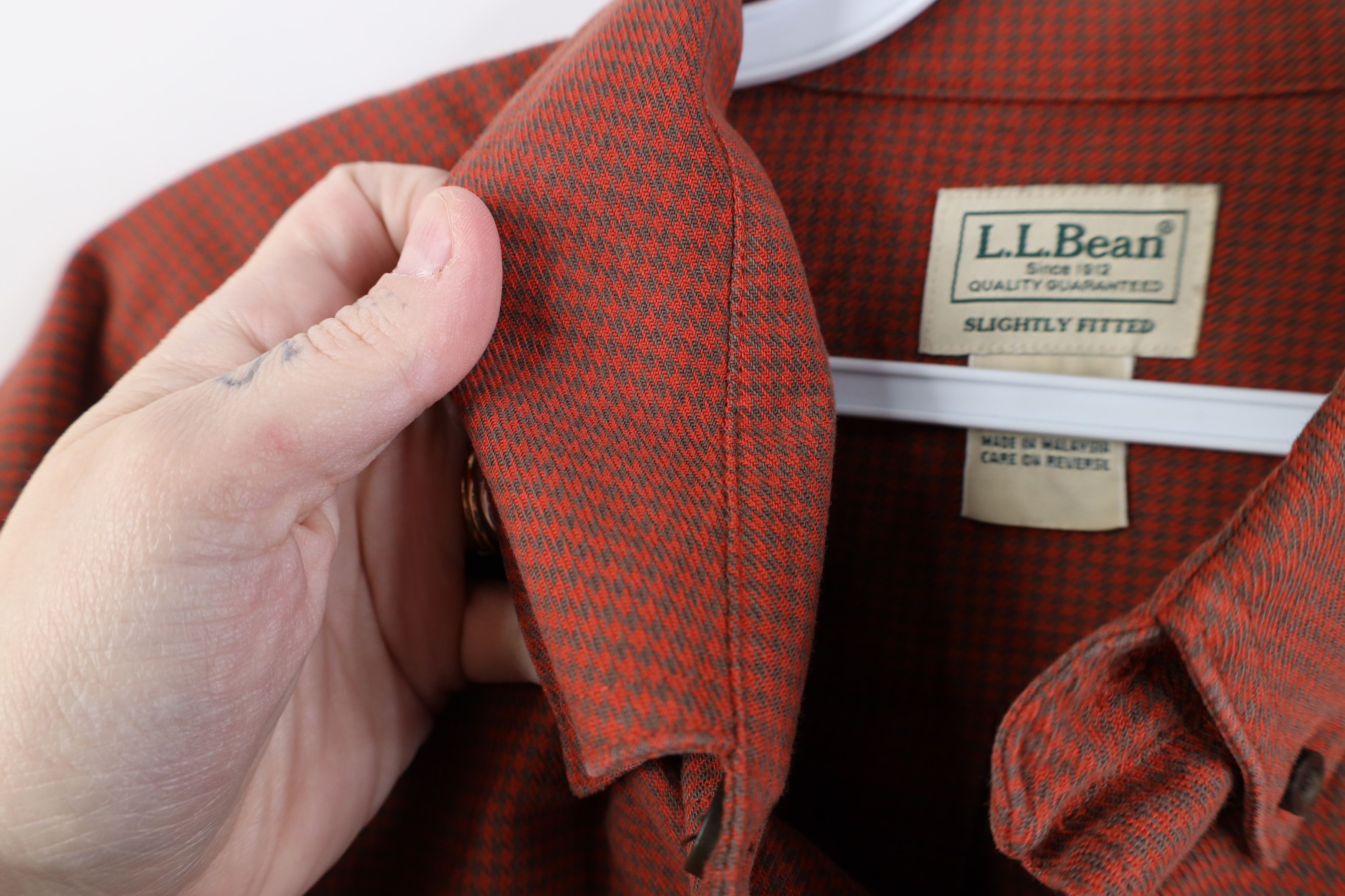 L.L. Bean Vintage 90s LL Bean Houndstooth Collared Button Down Shirt Size US L / EU 52-54 / 3 - 6 Thumbnail