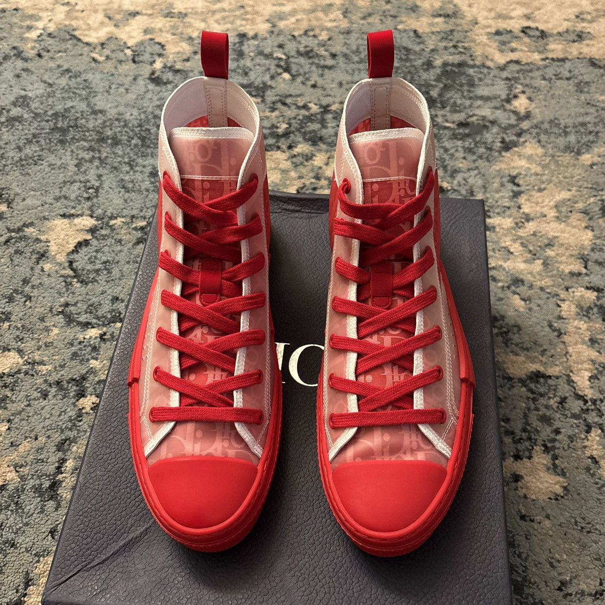 Dior Dior B23 Red Oblique High Top Sneaker Size 42 9US Brand New Size US 9 / EU 42 - 2 Thumbnail