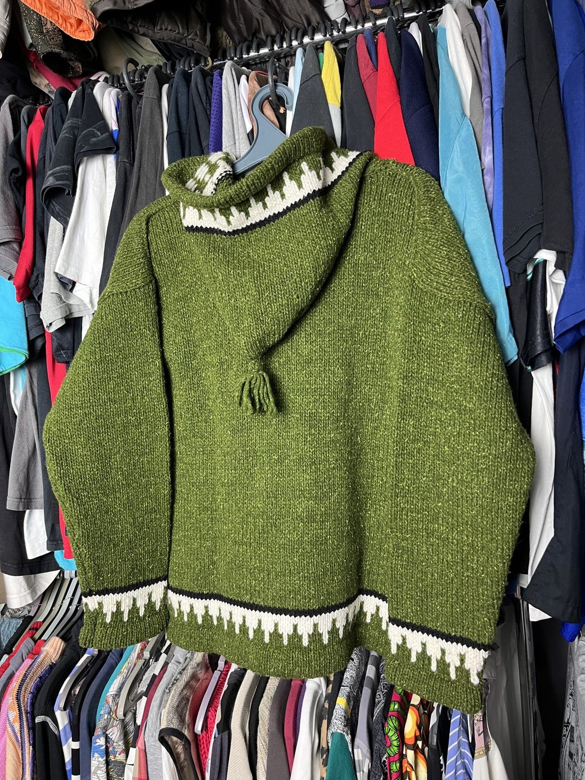 Native 1990s VINTAGE AMAZING HANDKNITTED EAGLE HOODED JACKET - 2281 Size US M / EU 48-50 / 2 - 2 Thumbnail