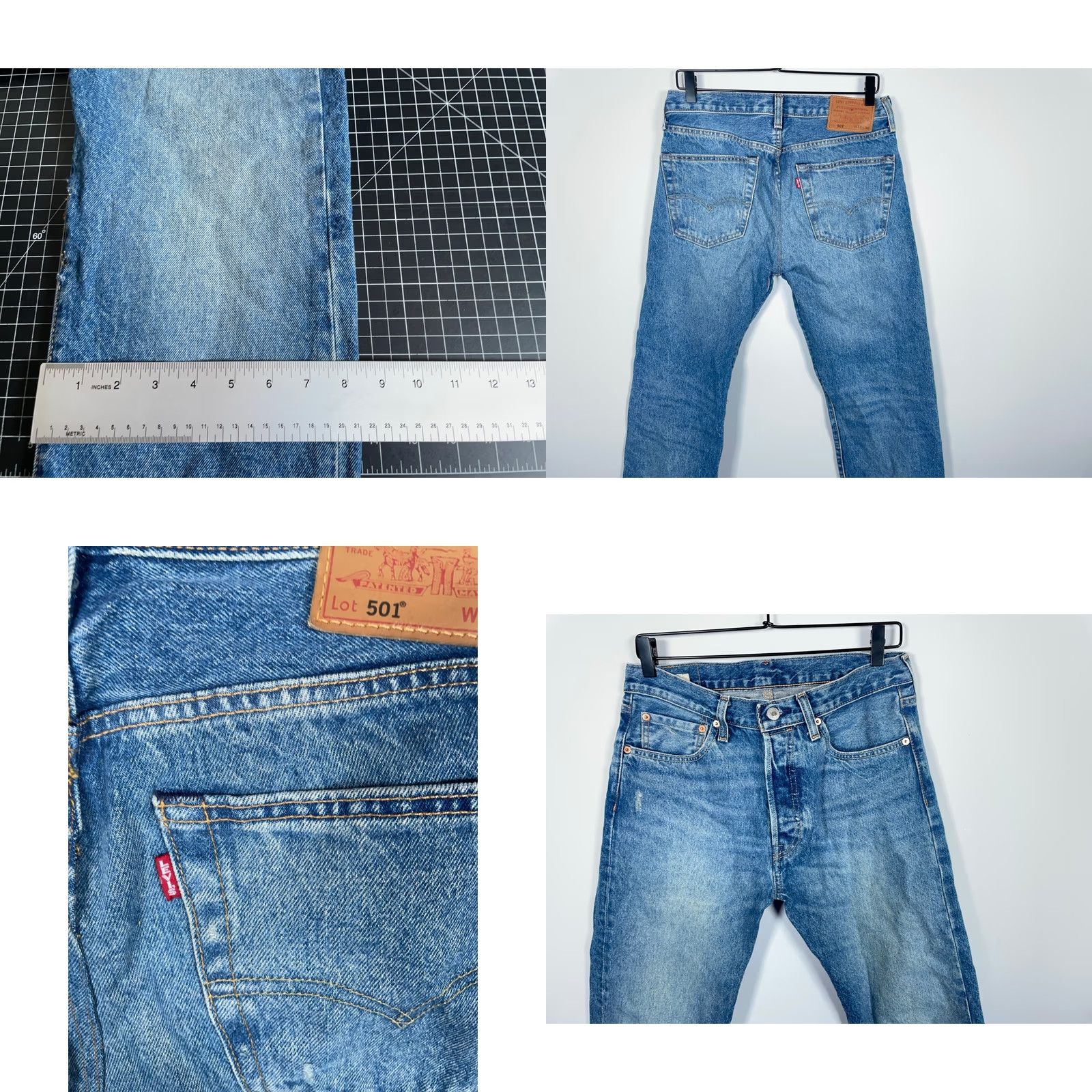 Levi's Levi's 501 Jeans Men's Blue Denim Button Fly Big E 32 x 30 (Fit 31 x 28) Medium Fabric Wash Size US 31 - 9 Thumbnail