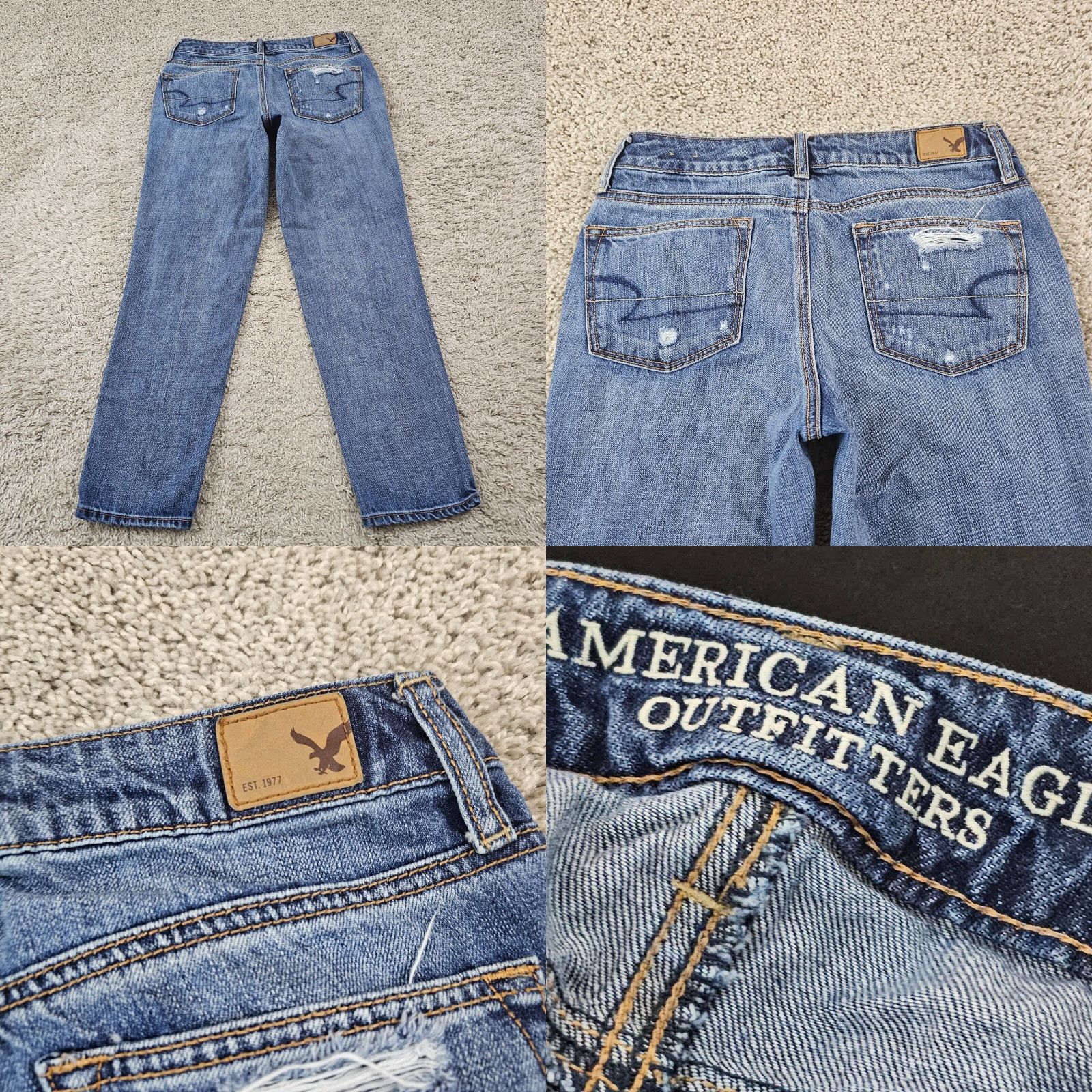 American Eagle Outfitters American Eagle Boy Fit Jeans Women's 0 Light Wash Straight Button Fly Blue 28x26 Size 28" / US 6 / IT 42 - 8 Thumbnail