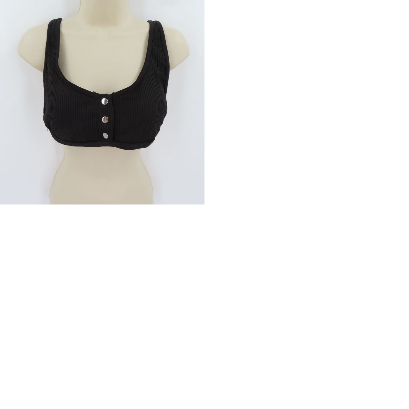 Vintage Sommer Ray Top Bikini Top L Black Solid Padded Wireless Women Swimsuit Shirt/Top Size L / US 10 / IT 46 - 9 Thumbnail