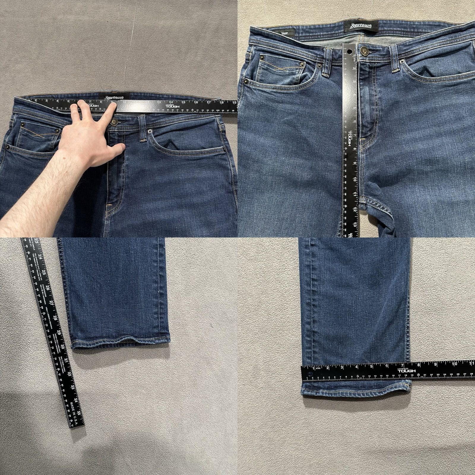 Denime Revtown Jeans 36x32 Blue Medium Wash Regular Fit 5-Pocket Denim Straight Men's JeansMens Size US 36 / EU 52 - 9 Thumbnail