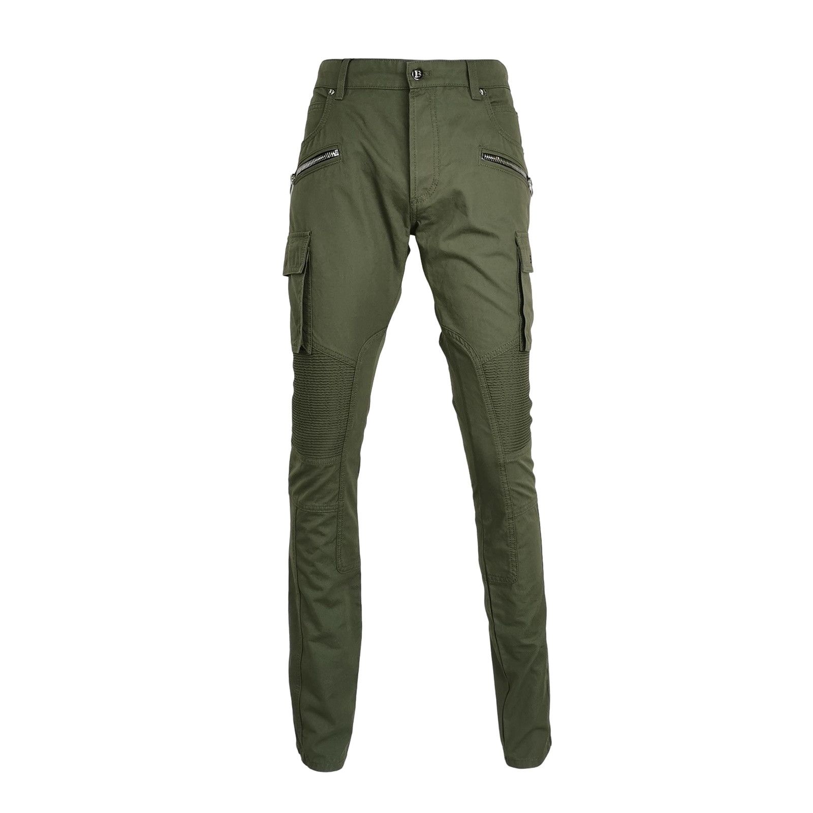 Balmain Balmain T551 B702 stretch bellow biker denim shorts green