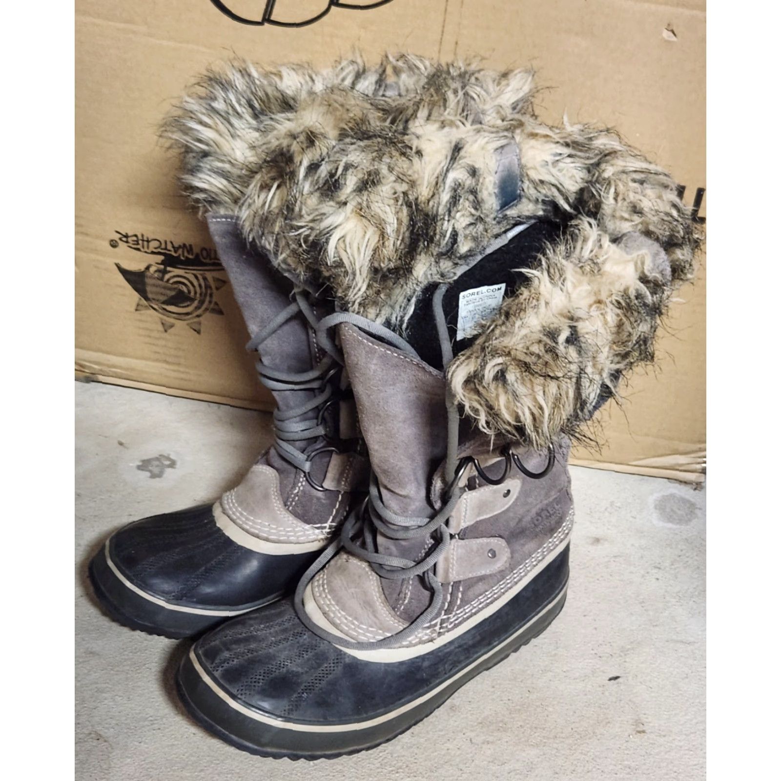 SOREL Sorel Joan of Arctic Boots Women 8.5 Waterproof Gray Suede Duck Style NL2429-052 Size US 9 / IT 39 - 2 Thumbnail