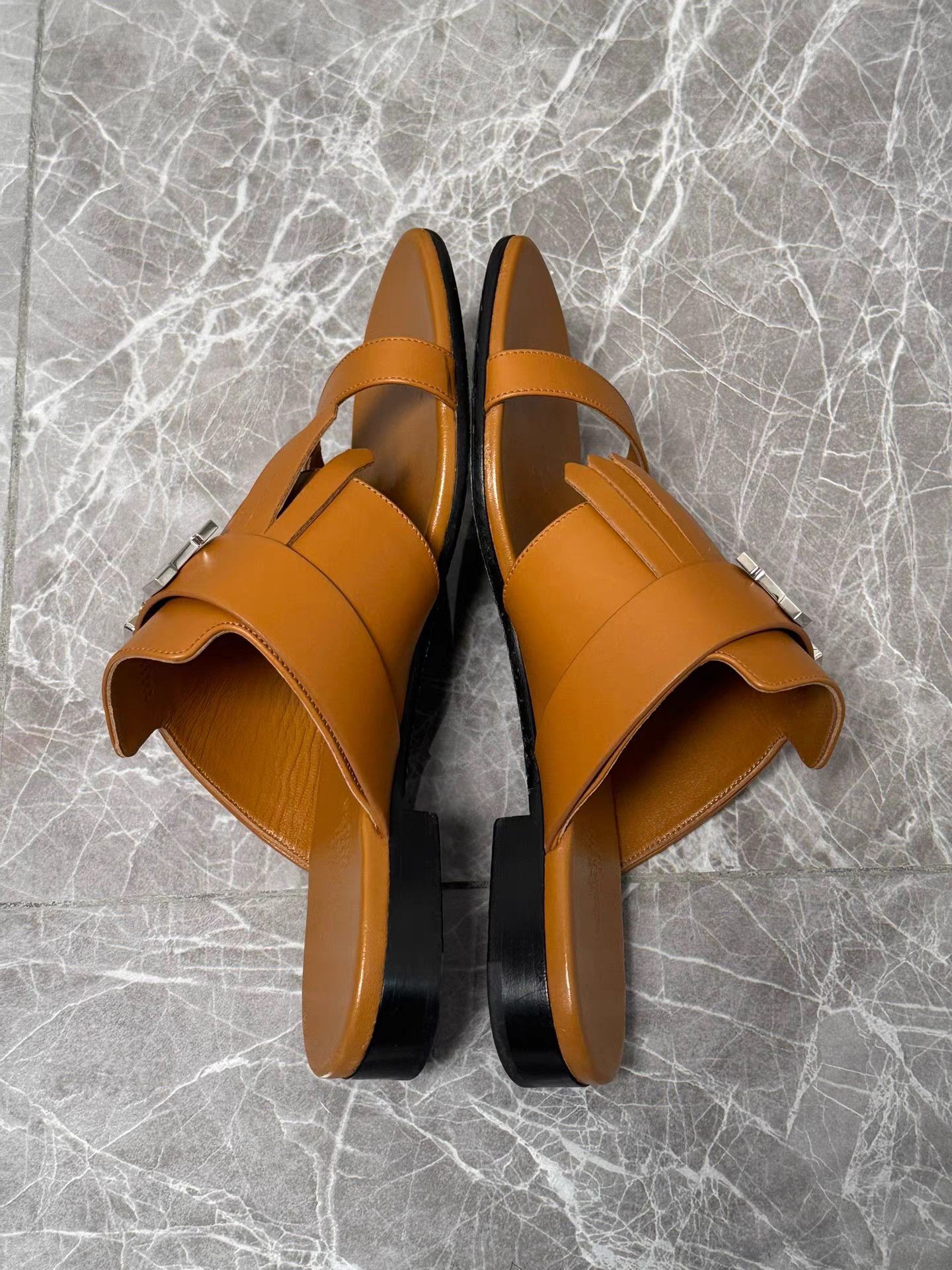 Hermes Hermes Brown Full Leather H Buckle Tassel Slides K6 Size US 7 / IT 37 - 5 Thumbnail
