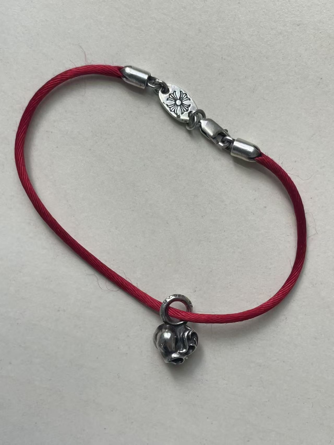 Chrome Hearts Chrome Hearts Silver Heart Vine Pendant Red String Bracelet Size ONE SIZE - 6 Thumbnail