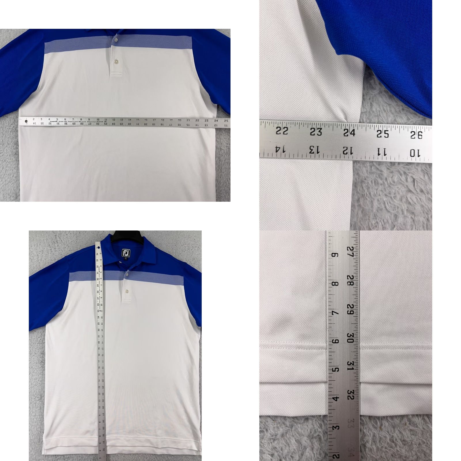 Footjoy FootJoy Polo Shirt Mens XL White Colorblock Stretch Polyester Spandex Golf Golfers Sports Modern American Casual Size US XL / EU 56 / 4 - 9 Thumbnail