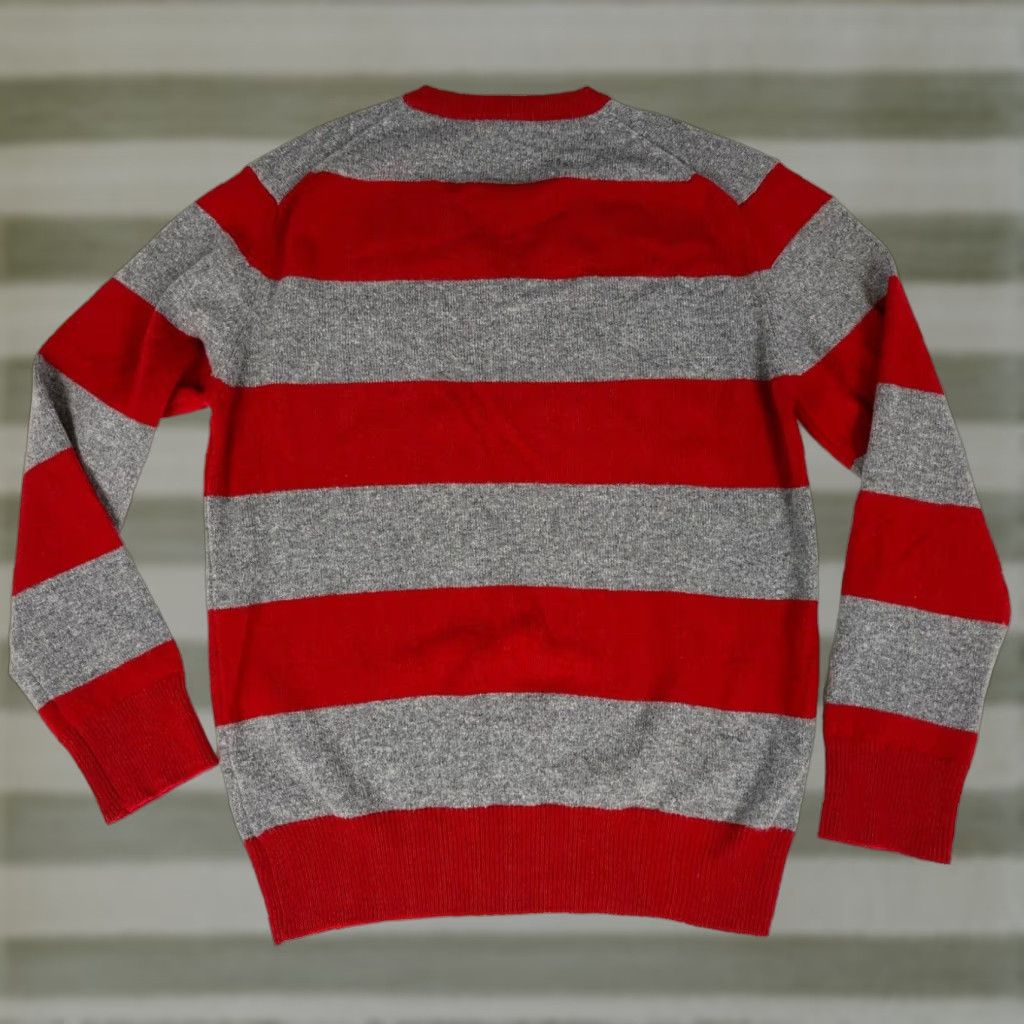 Hackett Hackett London Men's Pullover V-Neck Sweater Sz S Striped 100% Lambswool Gray Red Knit Wool Shirt Sweater Mens Size US S / EU 44-46 / 1 - 1 Thumbnail