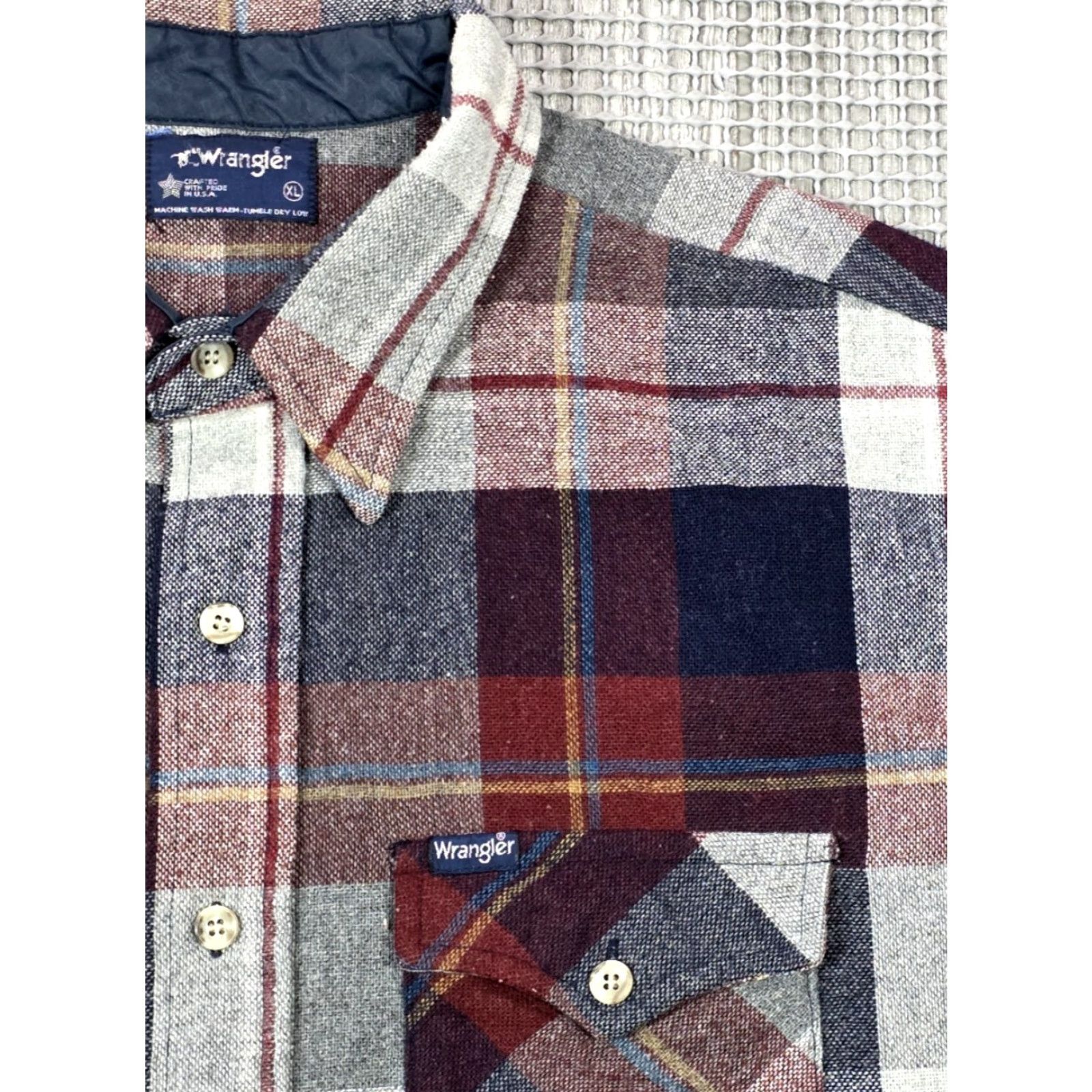 Wrangler VINTAGE Wrangler Shirt Mens XL Wool Blend Flannel Plaid Button Up USA Made 80s Size US XL / EU 56 / 4 - 4 Thumbnail