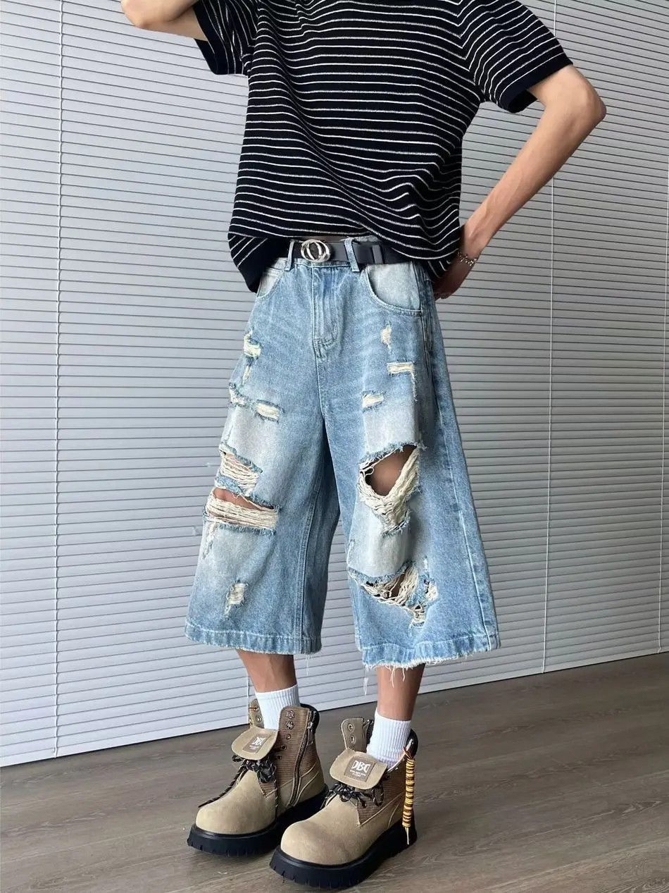 Japanese Brand Retro high street ripped denim shorts Size US 32 / EU 48 - 4 Thumbnail