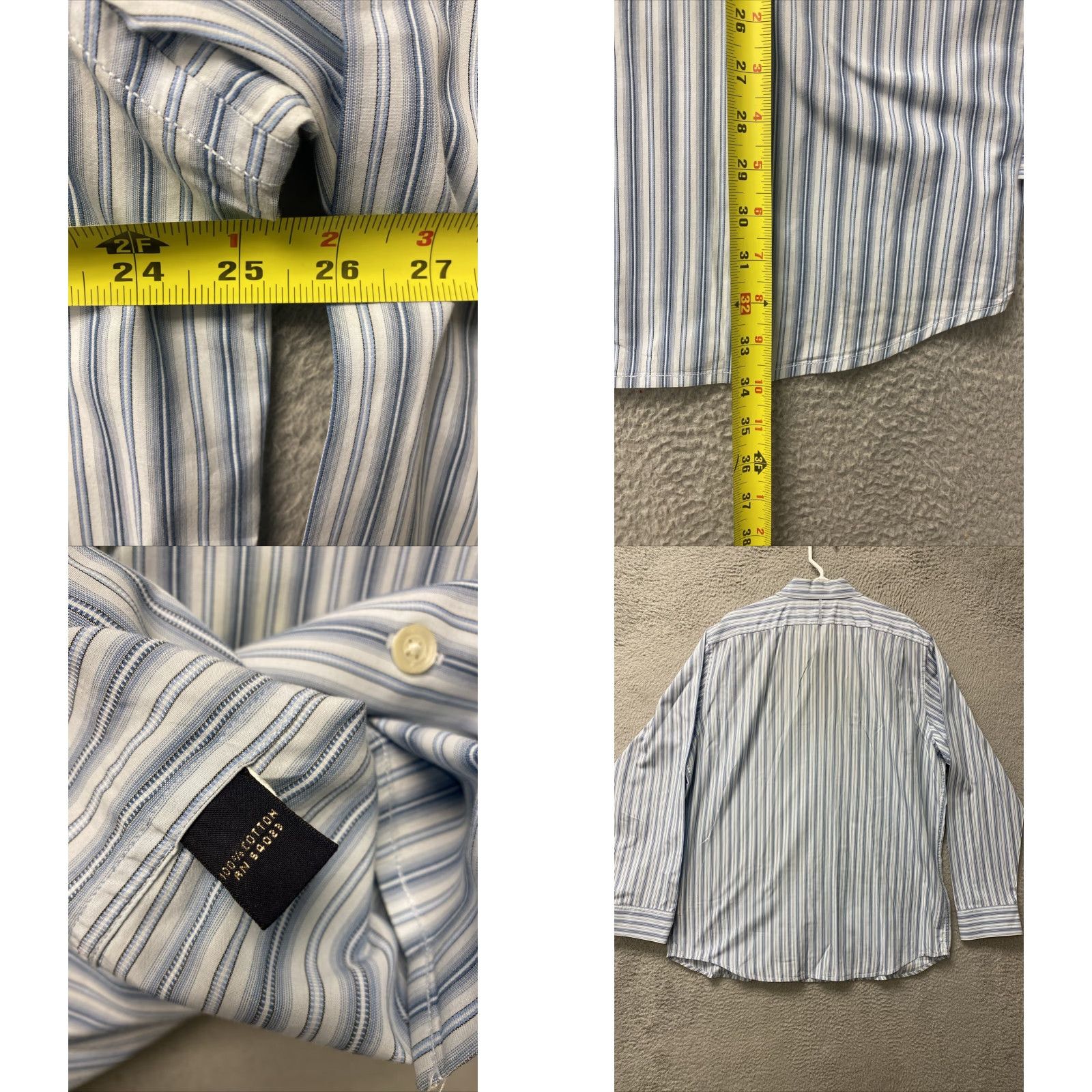 Banana Republic Banana Republic Shirt Men XLT Gray Striped Button Up Preppy Casual 116-68 Size US XL / EU 56 / 4 - 8 Thumbnail