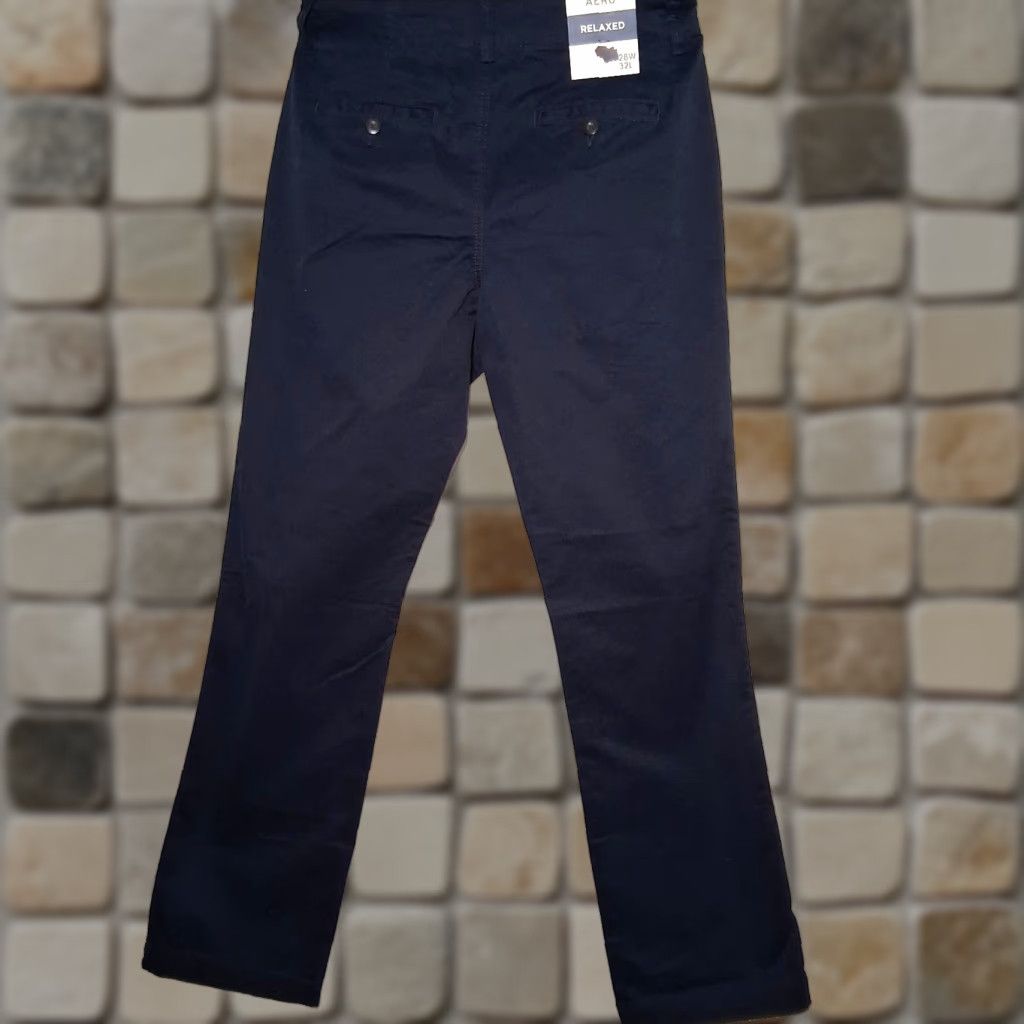 Vintage Aéropostale Chino Pants Men 28 x 32 Navy Blue Twill Relaxed Straight Front Pocket Button Zip Casual New Size US 28 / EU 44 - 1 Thumbnail