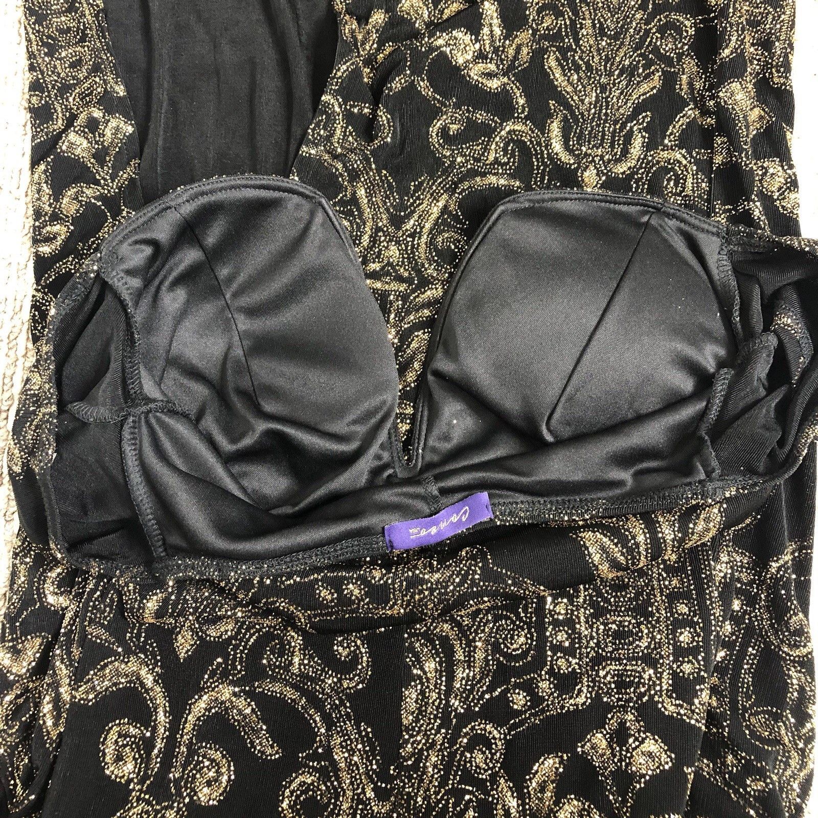 Other Cameo Women Black Sparkle Gold Wire Plunge V Neck Maxi Sz S Size S / US 4 / IT 40 - 13 Thumbnail