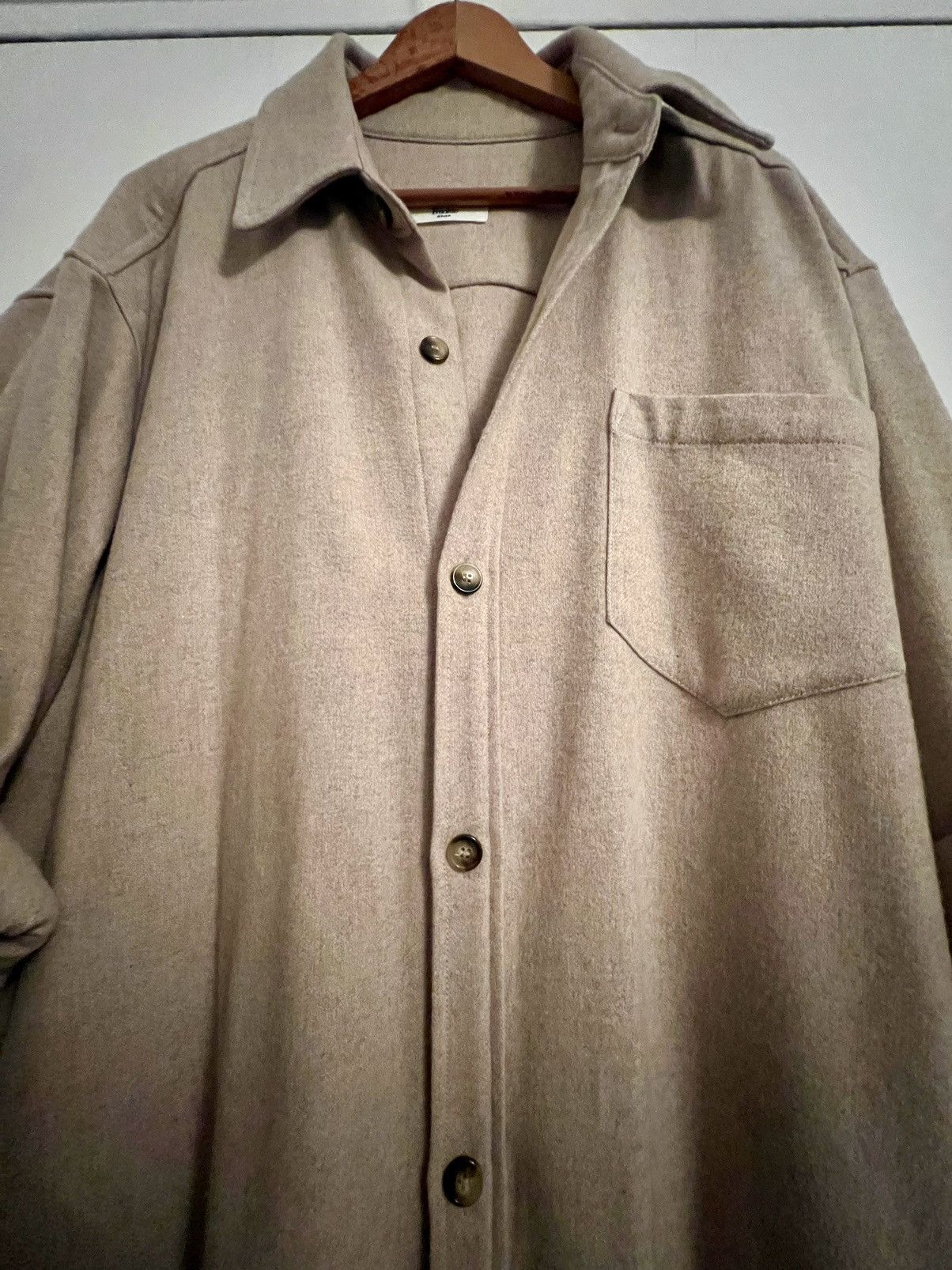 Frankie Shop Frankie Shop Long Oversized Wool Coat in Oatmeal Size ONE SIZE - 3 Thumbnail