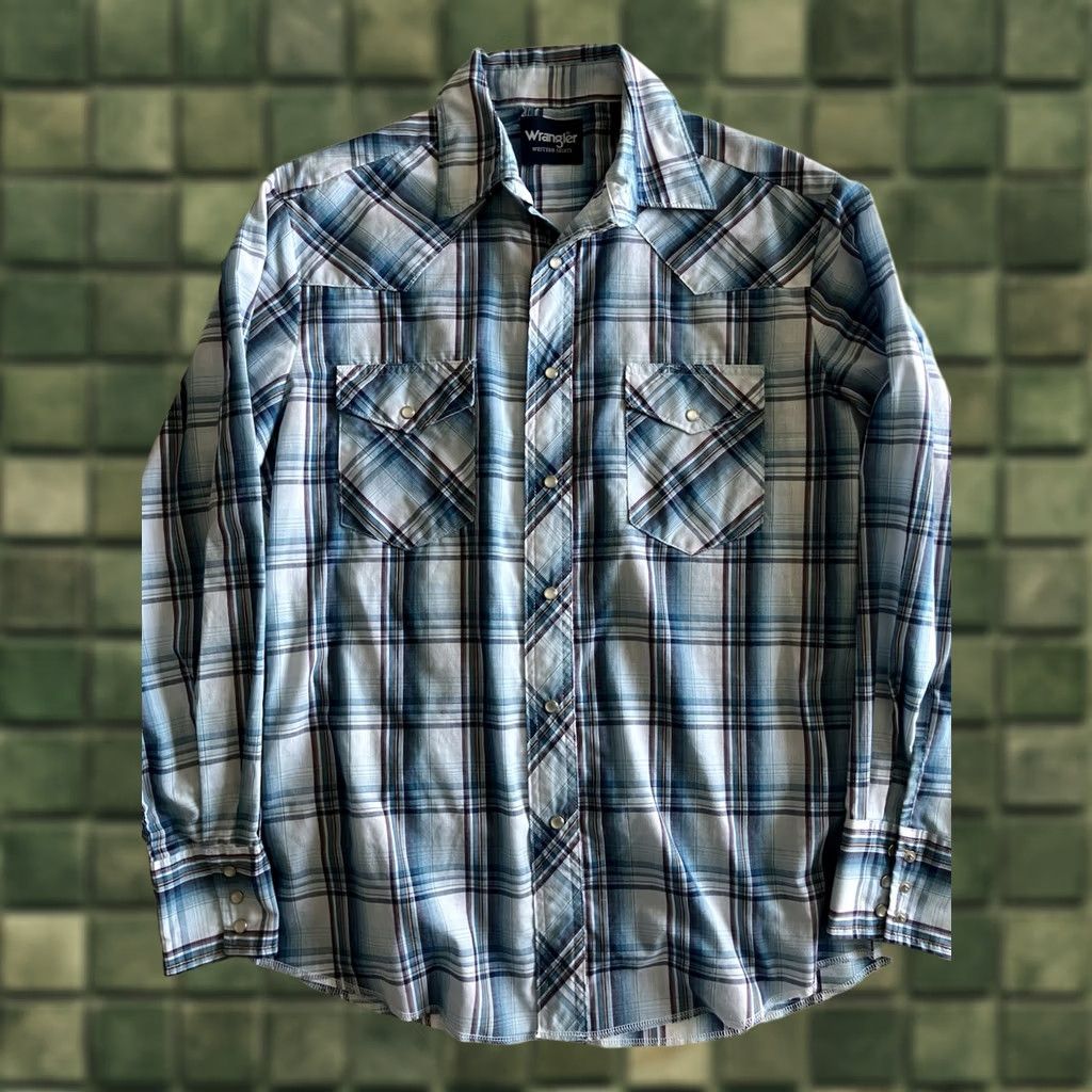 Wrangler VINTAGE Wrangler Pearl Snap Shirt Men’s M Blue Plaid Short Sleeve Western Rodeo Size US M / EU 48-50 / 2 - 1 Thumbnail