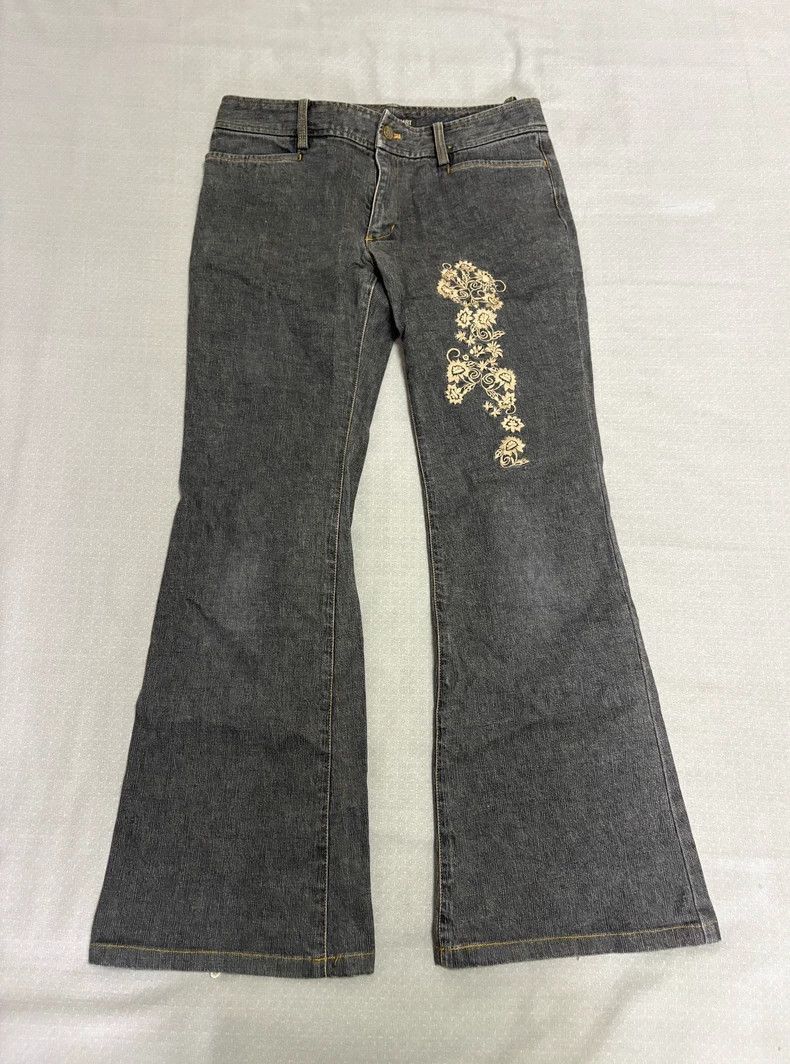 Yohji Yamamoto Vintage Embroidered Flare Jeans with Floral Design-2506 Size 29" - 5 Thumbnail