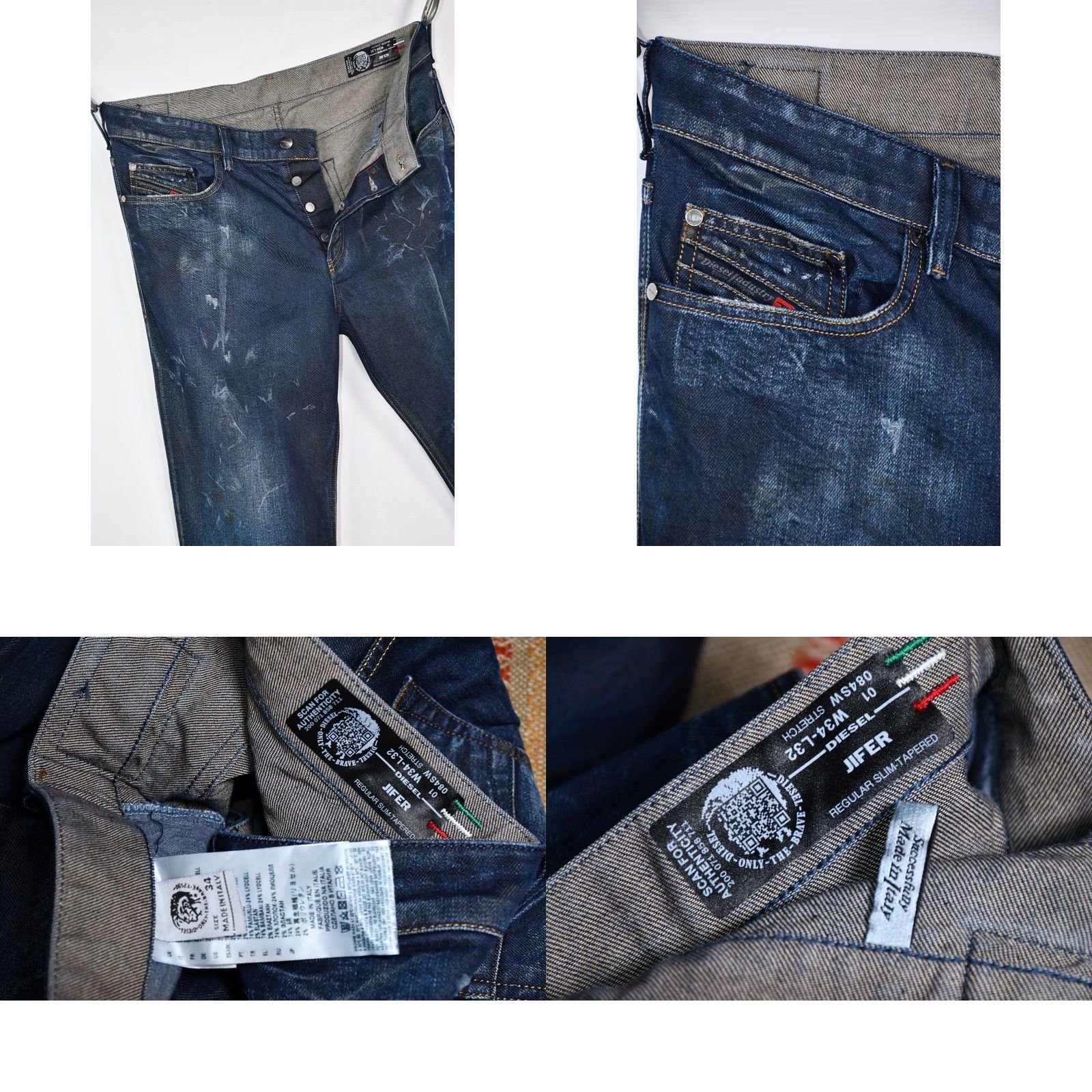Diesel Diesel JIFER 084SW STRETCH Jeans Tapered Denim 5-Pocket W34 L32 Men Size US 34 / EU 50 - 8 Thumbnail