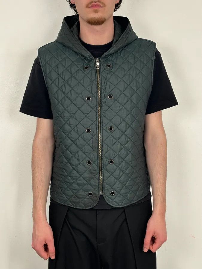 Dolce & Gabbana 2010s Dolce & Gabbana Dark Green Quilted Hooded Nylon Vest Size US M / EU 48-50 / 2 - 2 Thumbnail