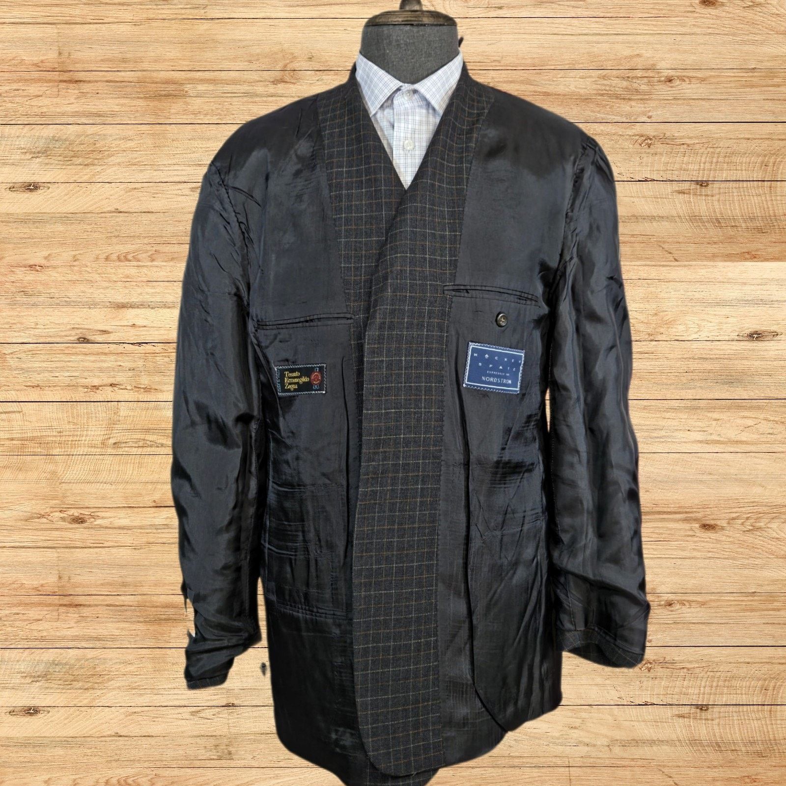 Ermenegildo Zegna Ermenegildo Zegna Mickey Spatz Sport Coat Mens 46L Charcoal Size 46L - 5 Thumbnail