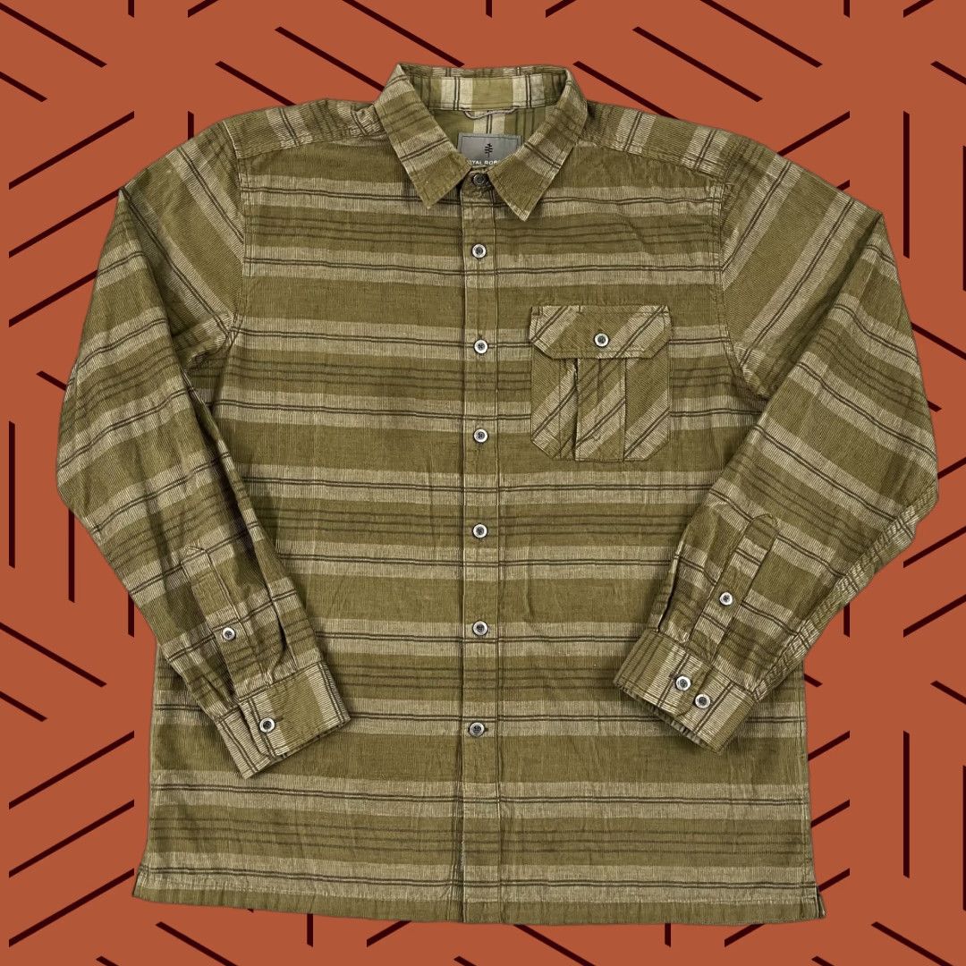 Royal Robbins Royal Robbins Shirt Mens Large Brown Green Striped Corduroy Button Up Hiking Size US L / EU 52-54 / 3 - 1 Thumbnail