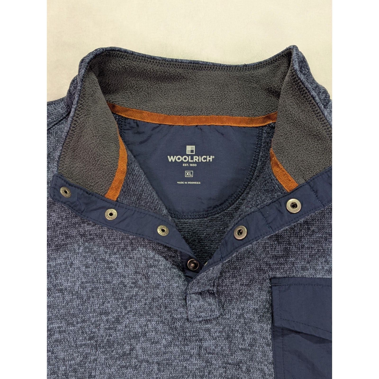 Woolrich Woolen Mills Woolrich Mens XL Blue Fleece 1/4 Snap Knit Pullover Size US XL / EU 56 / 4 - 3 Thumbnail