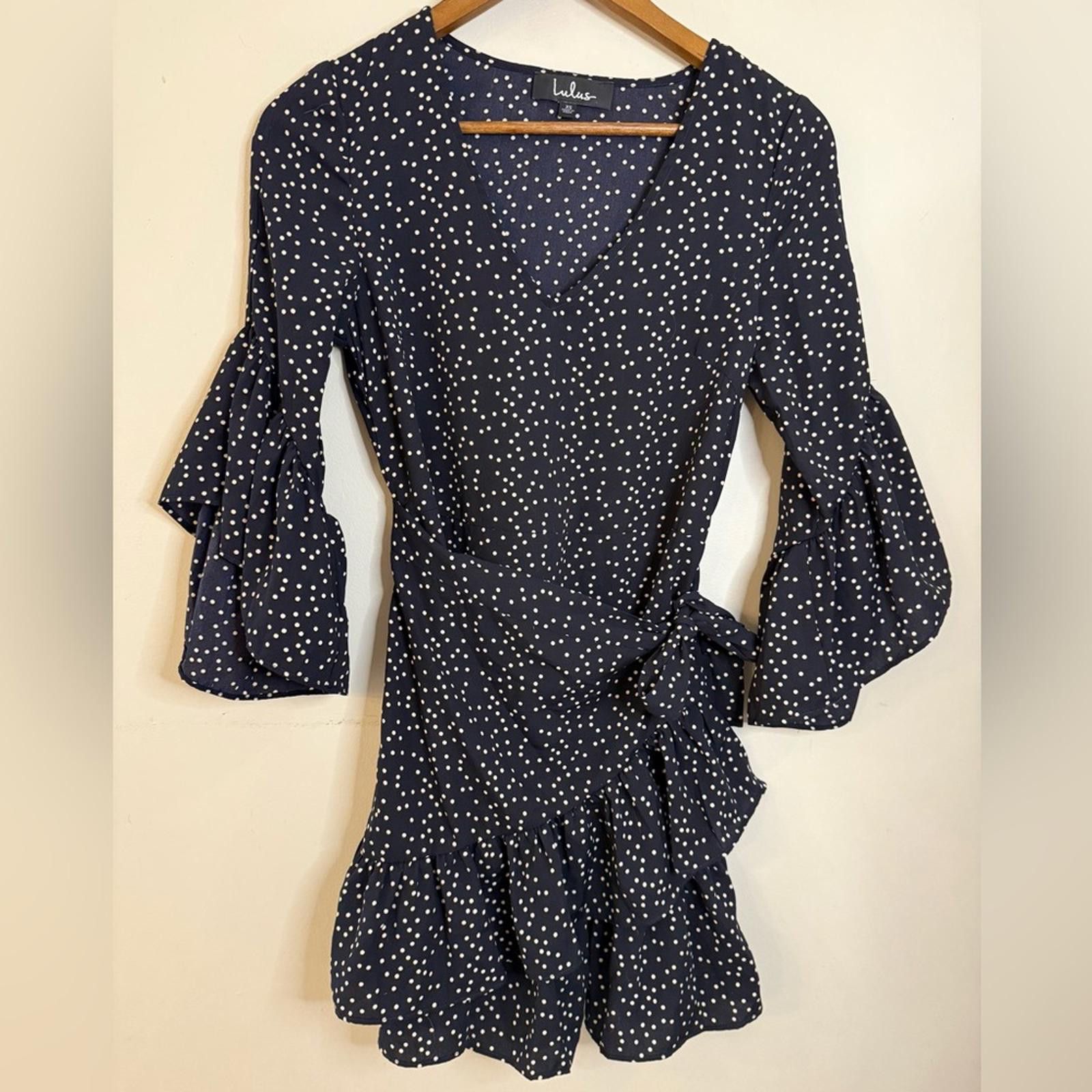 Lulus Lulus black white polka dot ruffle bell sleeve dress SZ XS Size XS / US 0-2 / IT 36-38 - 1 Thumbnail