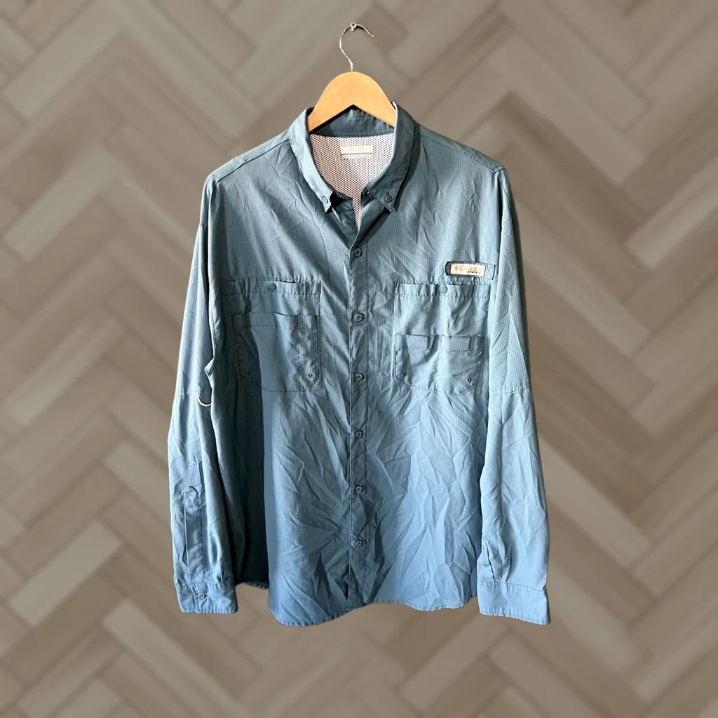 Vintage Columbia Mens Large Blue Long Sleeve Button Up Outdoor Hiking Shirt Size US L / EU 52-54 / 3 - 1 Thumbnail
