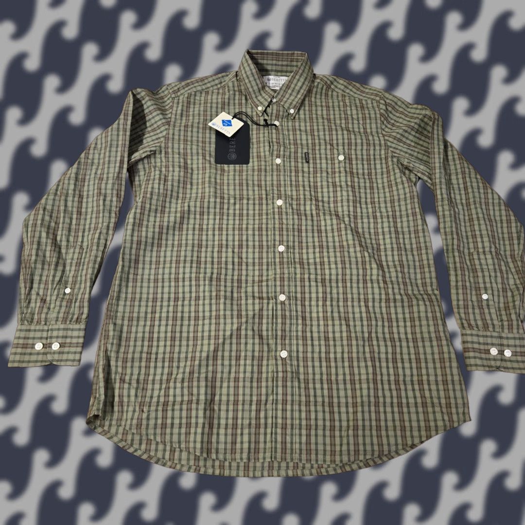 Vintage Beretta Shirt Mens Large Green Plaid Button Down Long Sleeve Hunting Tartan NWT Size US L / EU 52-54 / 3 - 1 Thumbnail