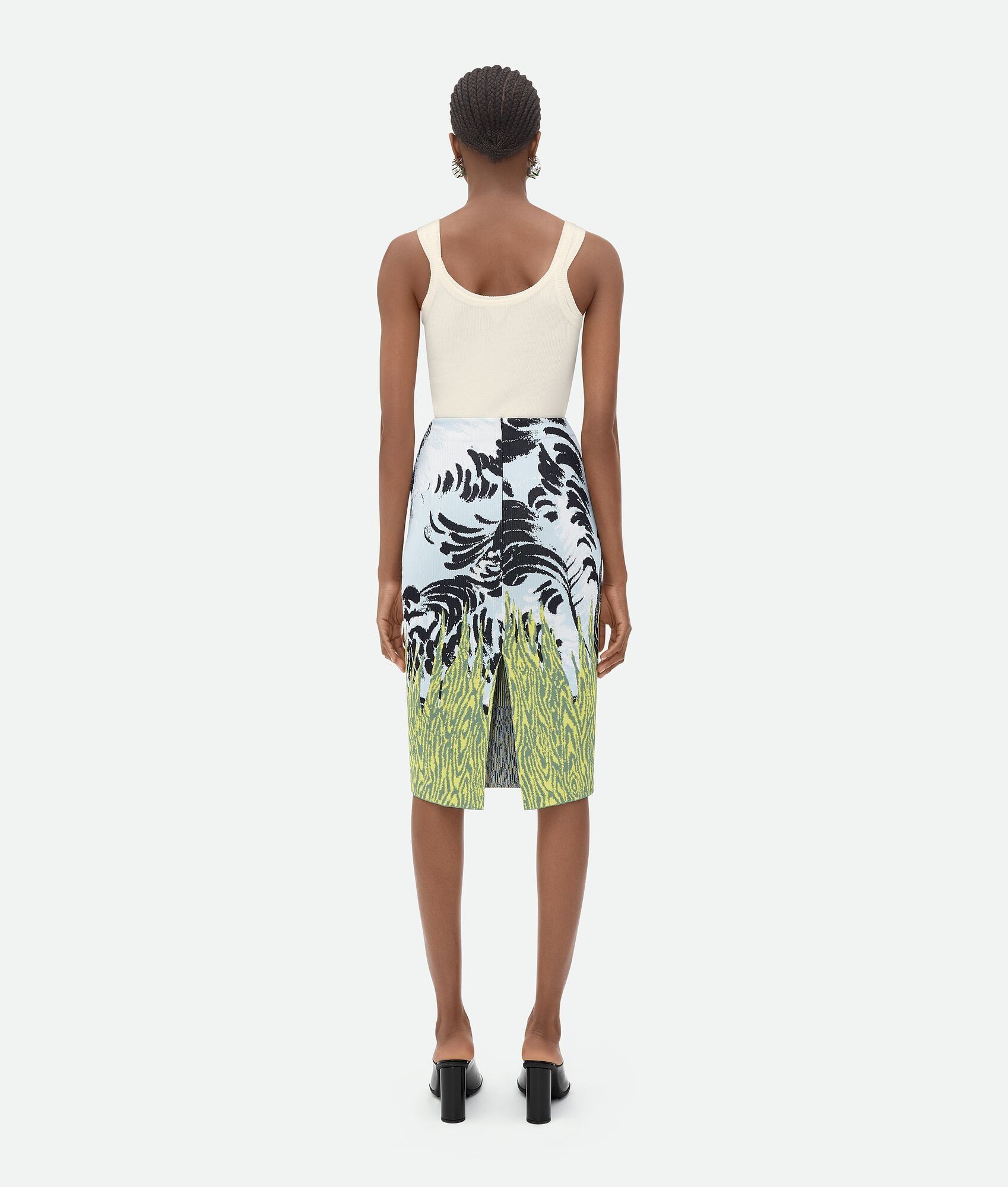 Bottega Veneta o1n1vont0325 Graphic Viscose Jacquard Midi Skirt Multicolor Size 27" / US 4 / IT 40 - 3 Thumbnail