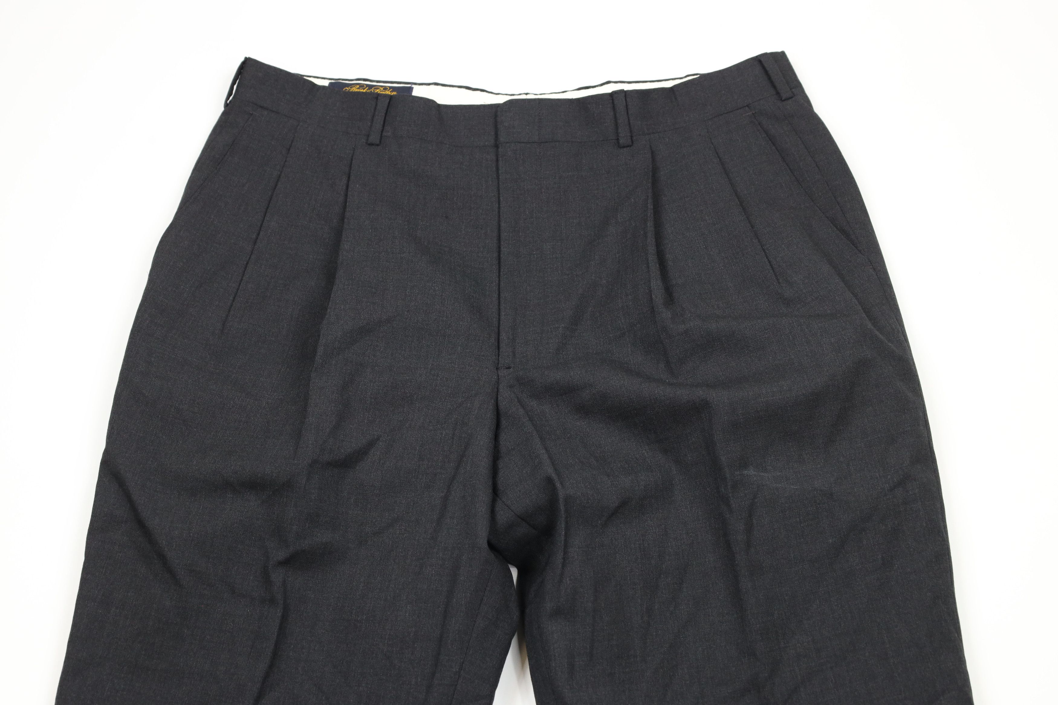 Brooks Brothers × Vintage Vintage 90s Brooks Brothers Brooksease Wool Pants Gray USA Size US 36 / EU 52 - 2 Thumbnail