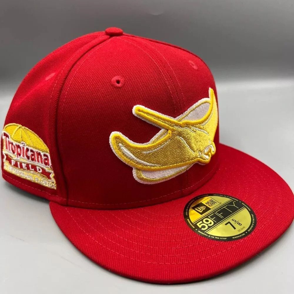 New Era Tampa Bay Rays Hat Men 7 5/8 Red 59Fifty New Era Fitted Cap Size ONE SIZE - 1 Thumbnail