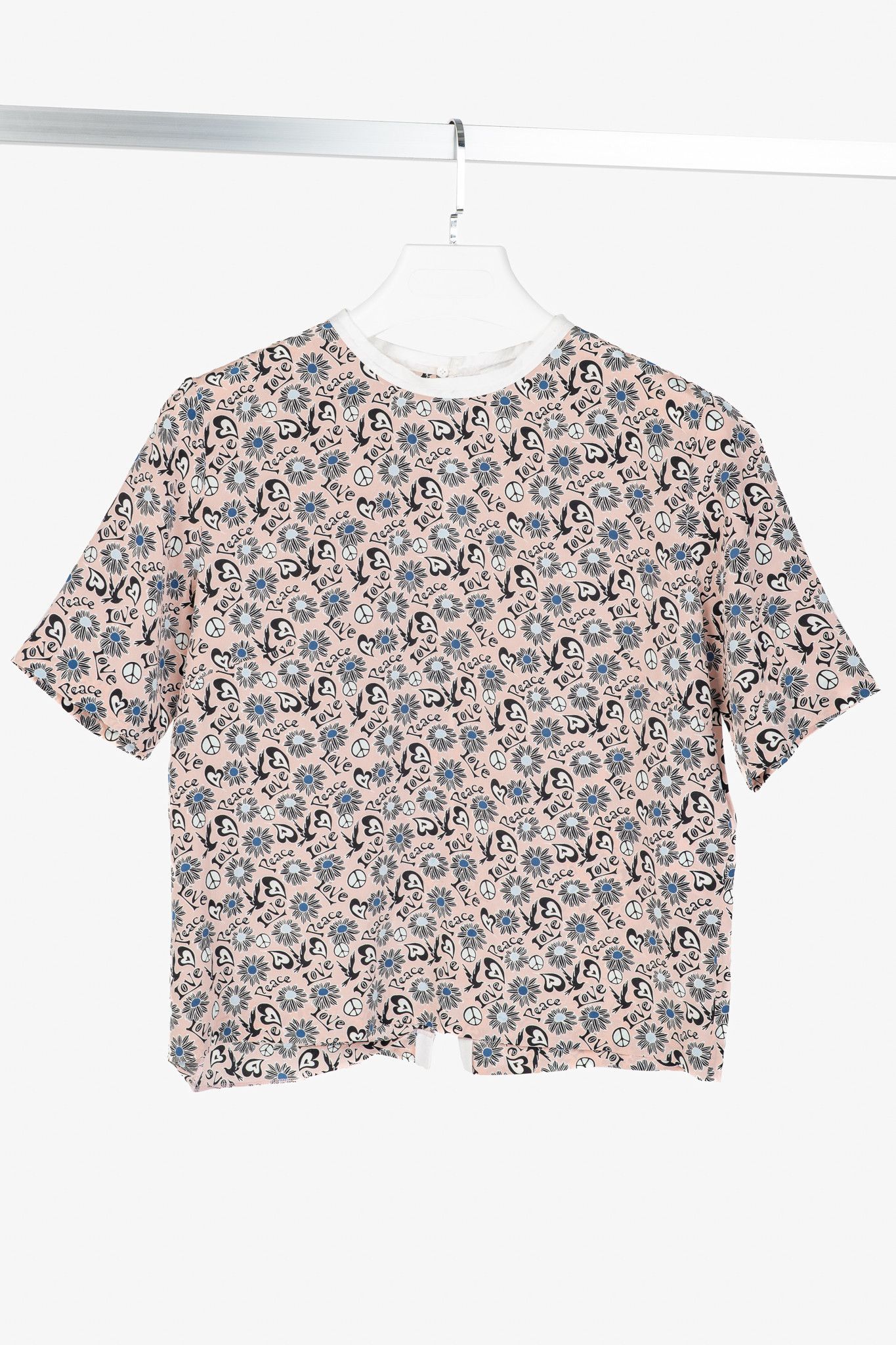 Sandro Sandro Pink Floral Silk Crepe Tee Size S / US 4 / IT 40 - 1 Thumbnail