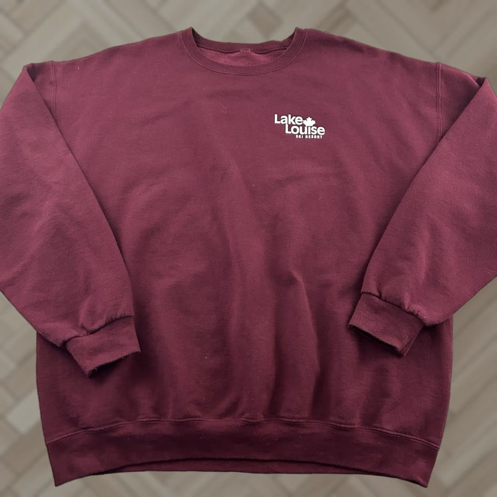 Vintage Lake Louise Ski Resort Canada Pullover Crewneck Sweatshirt Men's XL Maroon Red Ski Pullover Mens XL Size US XL / EU 56 / 4 - 1 Thumbnail