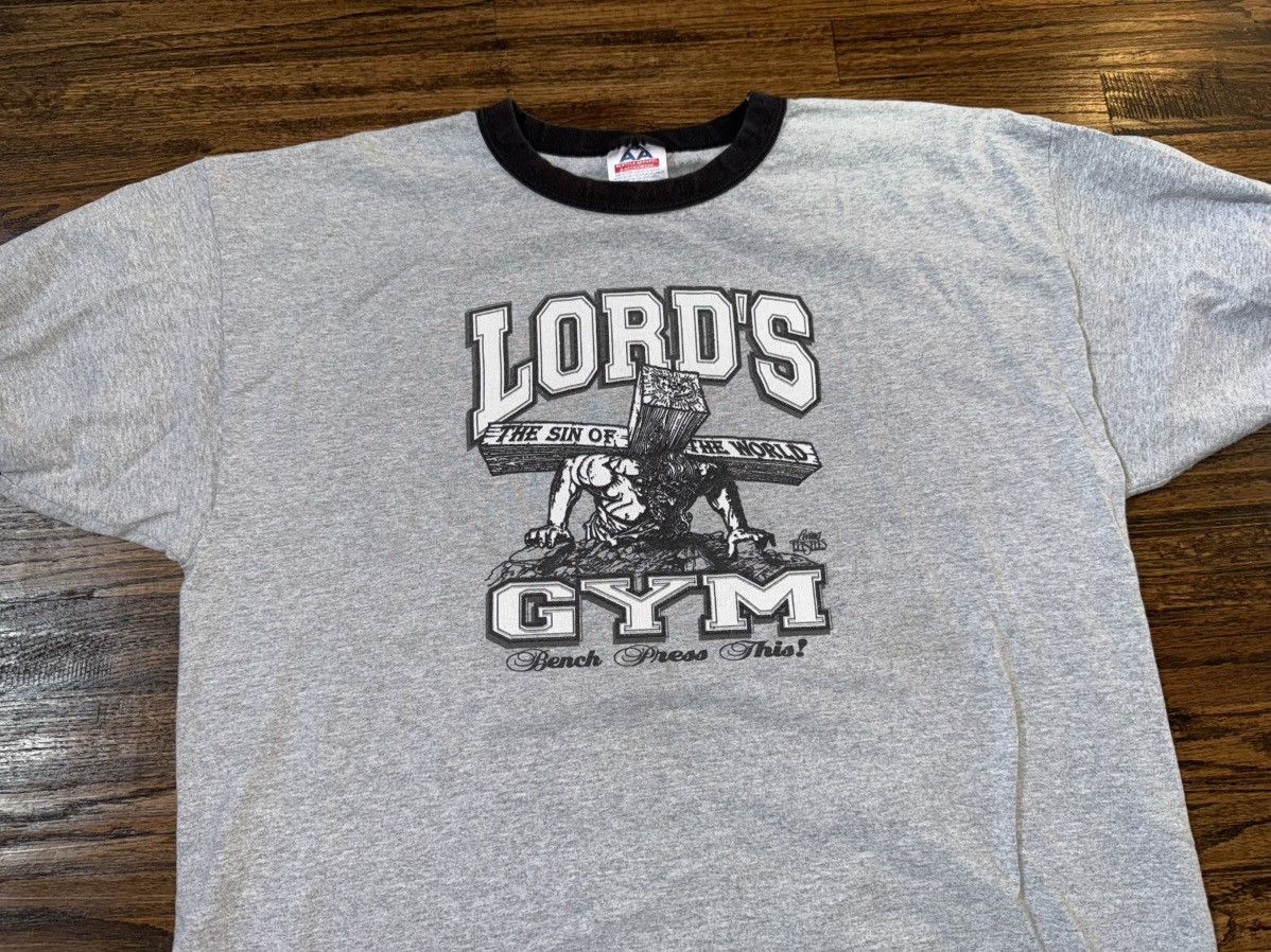 Vintage Vintage Lord's Gym Heather Grey Ringer T-Shirt Size Medium Size US M / EU 48-50 / 2 - 2 Thumbnail