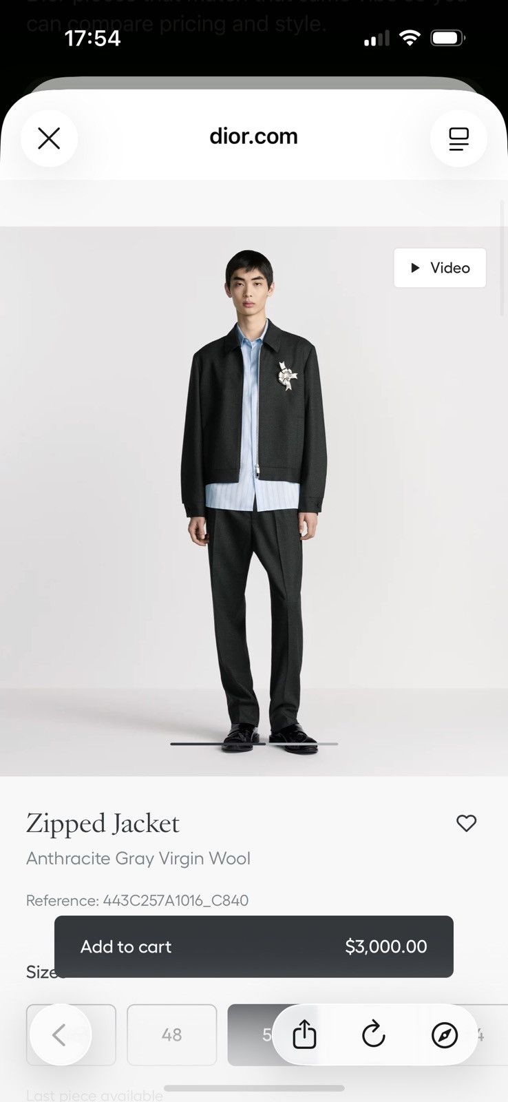 Dior Authentic Dior zip-up jacket in 100% virgin wool Size US M / EU 48-50 / 2 - 11 Thumbnail