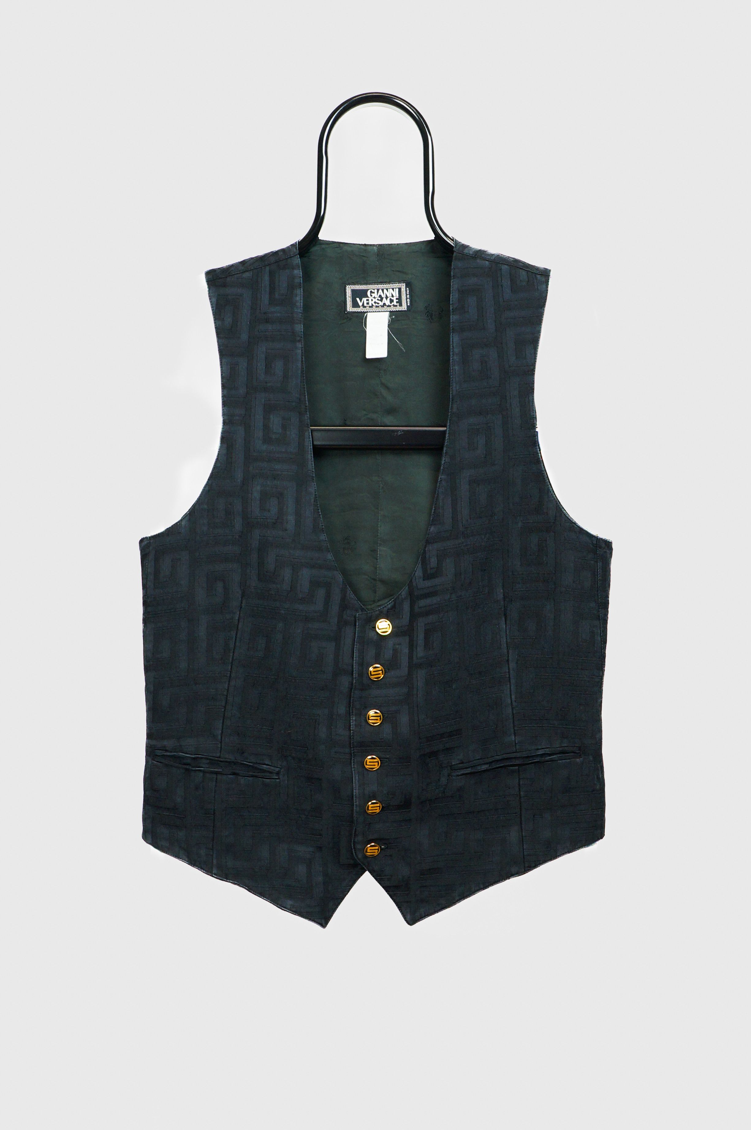image of Gianni Versace Logo Black Vest Vintage 80's 90S, Men's (Size Medium)