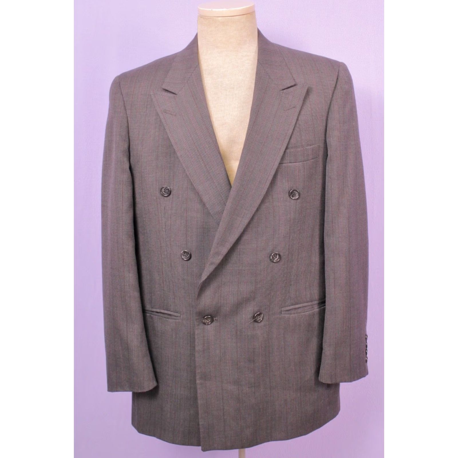 Doublet VINTAGE Kuppenheimer Suit 2 PC Double Breasted Grey Red Pinstripe Mens Sz M 1980s Wool Size 40R - 3 Thumbnail