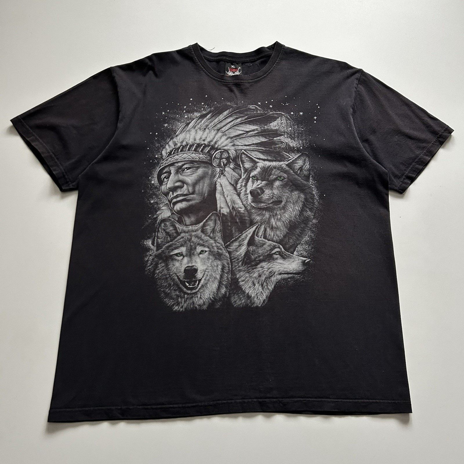 Vintage Vintage Wolf Native American T Shirt XL 90s Animal Art