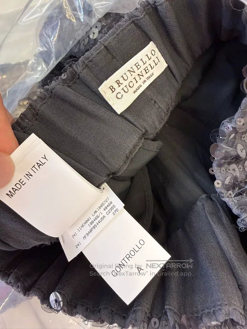 Brunello Cucinelli Brunello Cucinelli Sequined Silk Wide Leg Trousers Size 26" / US 2 / IT 38 - 9 Thumbnail