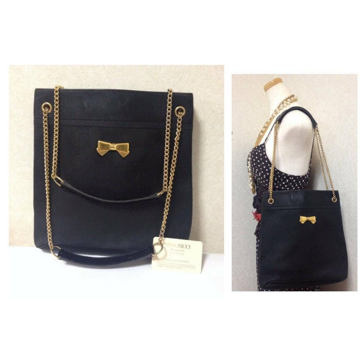Nina Ricci Vintage Nina Ricci black tote bag with golden chain straps Size ONE SIZE - 3 Thumbnail