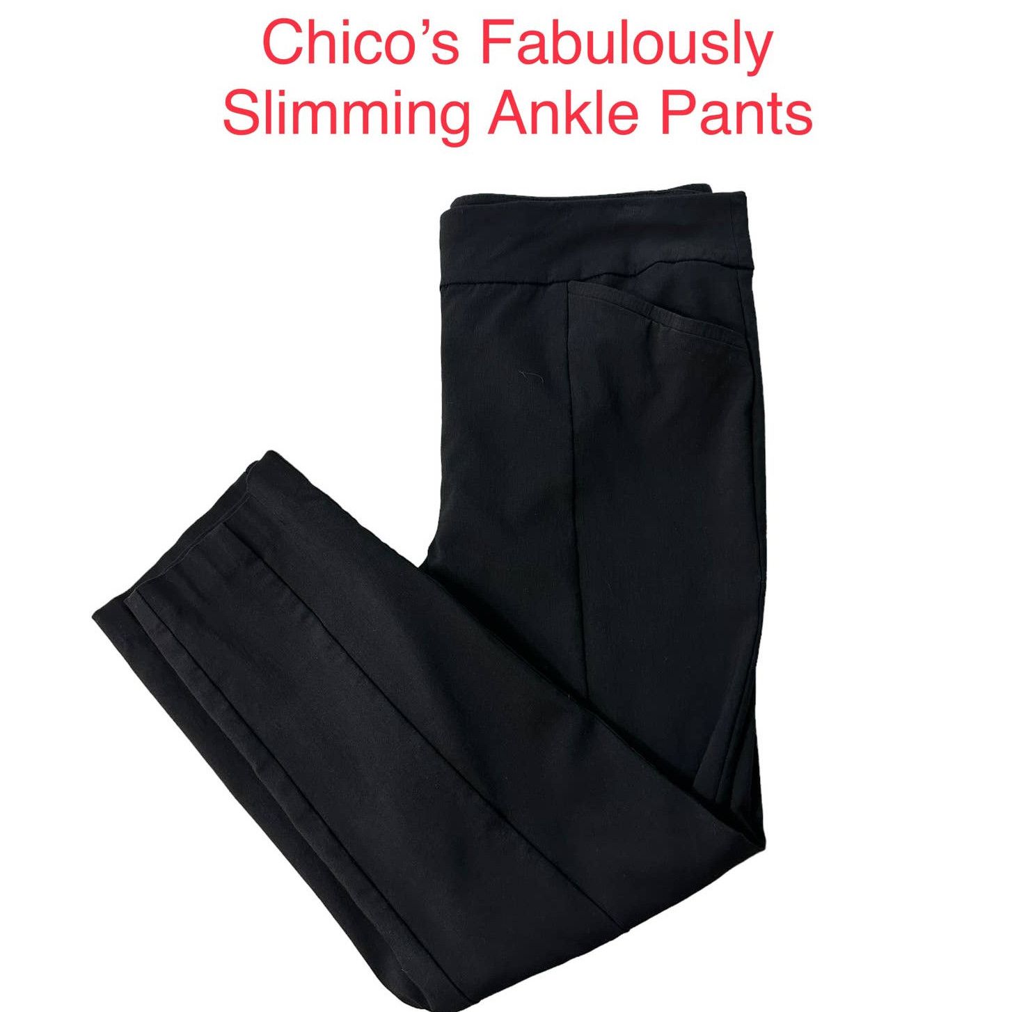 Chicos Chico's Fabulously Slimming Ankle Pants SZ 2/L/12 Black