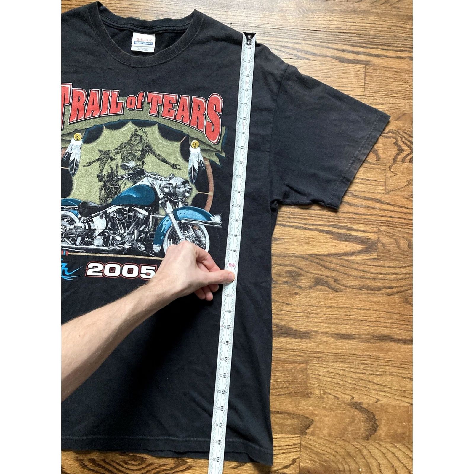 Hanes VINTAGE Hanes Motorcycle T-Shirt Mens Large Black Double-Sided 2005 Trail Of Tears Rally Shirt Size US L / EU 52-54 / 3 - 5 Thumbnail