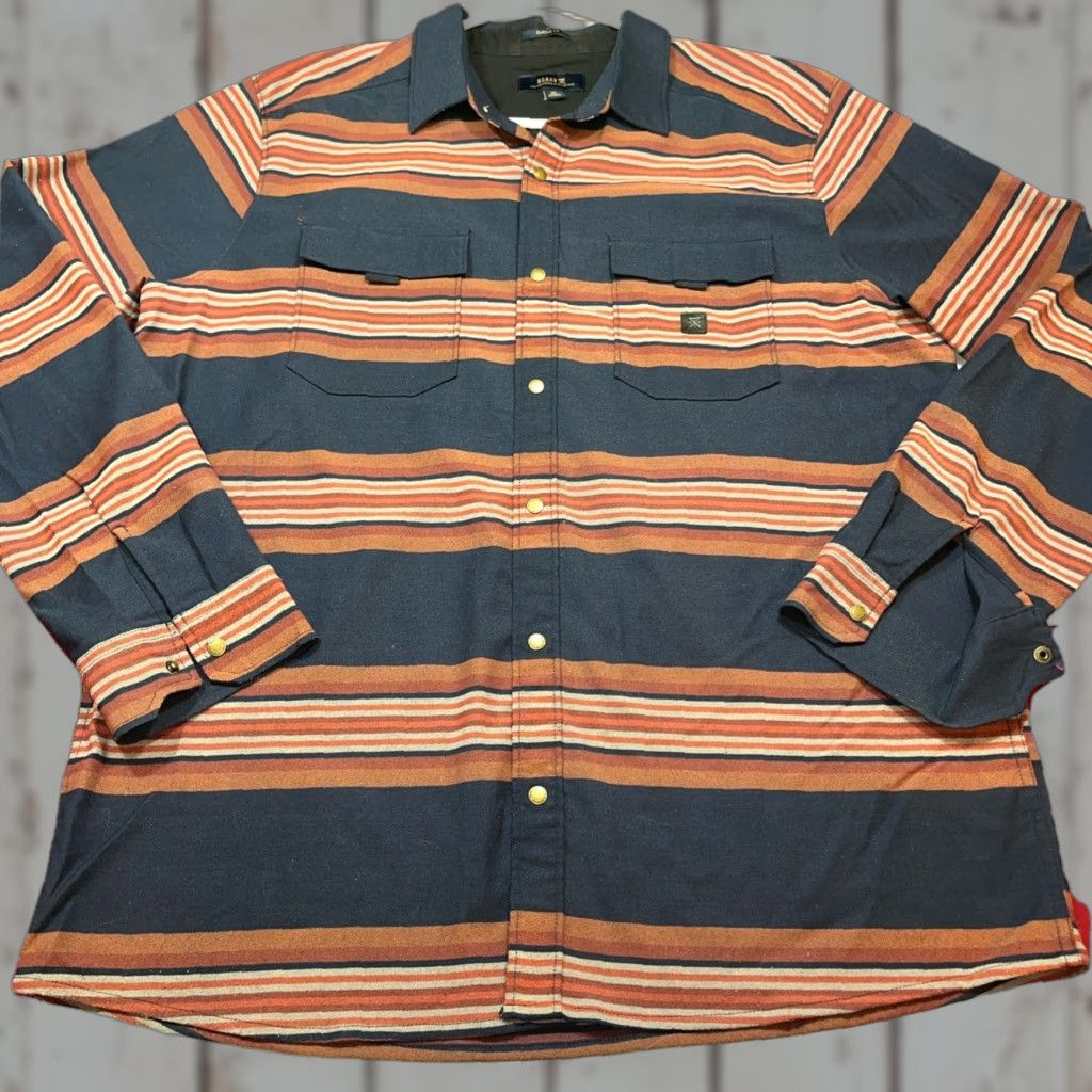 Roark VINTAGE not applicable; Roark Shirt Diablo Flannel Striped Blue Brown Wool Men’s XL Snap up Classic Fit Shirt Size US XL / EU 56 / 4 - 1 Thumbnail