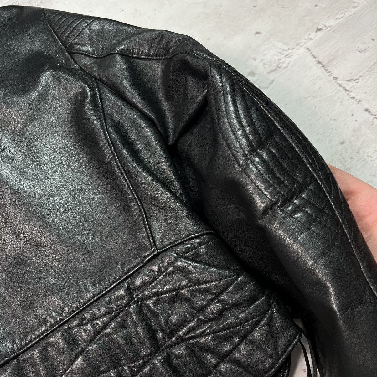 Japanese Brand Vintage Leather Ramones Cropped Jacket YSL Style Washed Rare Size US M / EU 48-50 / 2 - 18 Thumbnail